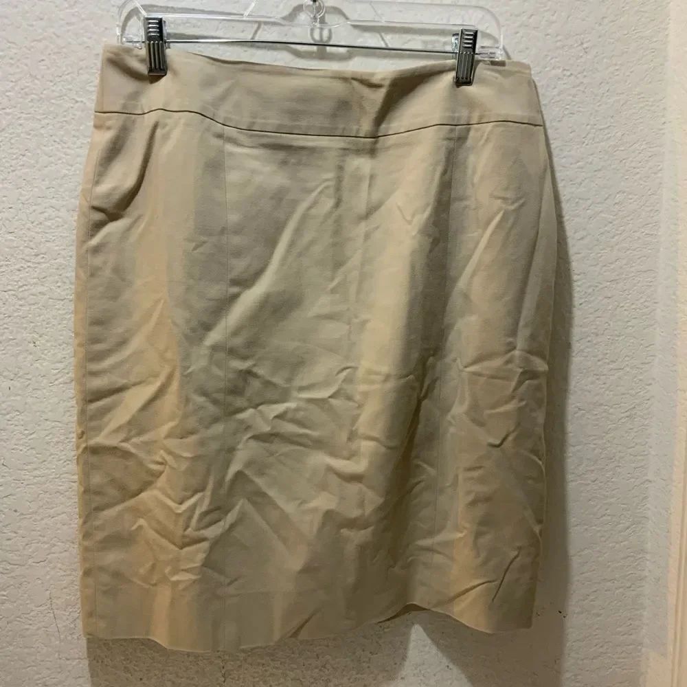 Lafayette 148 New York Tan Wool/Elastane Pencil Skirt - Size 10